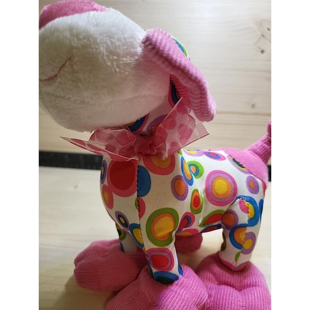 Adorable Polka Dots Puppy W/ Heart Nose‎ & Around Tail Plush W/ Heart Ribbon